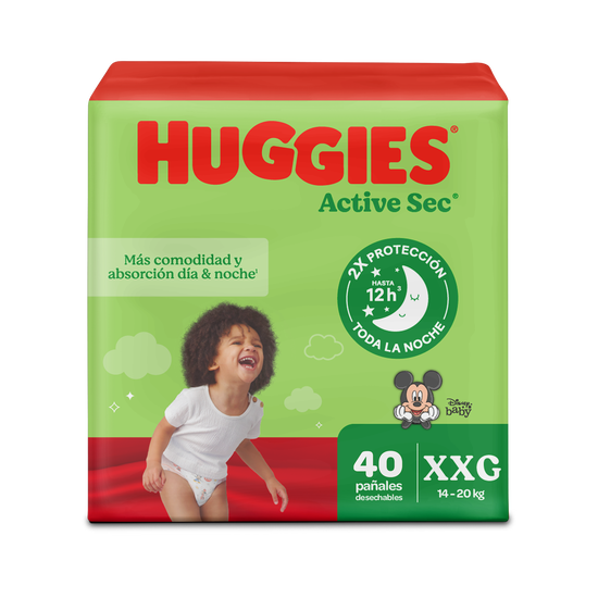 Pañales Huggies Active Sec Etapa 5/XXG 40U